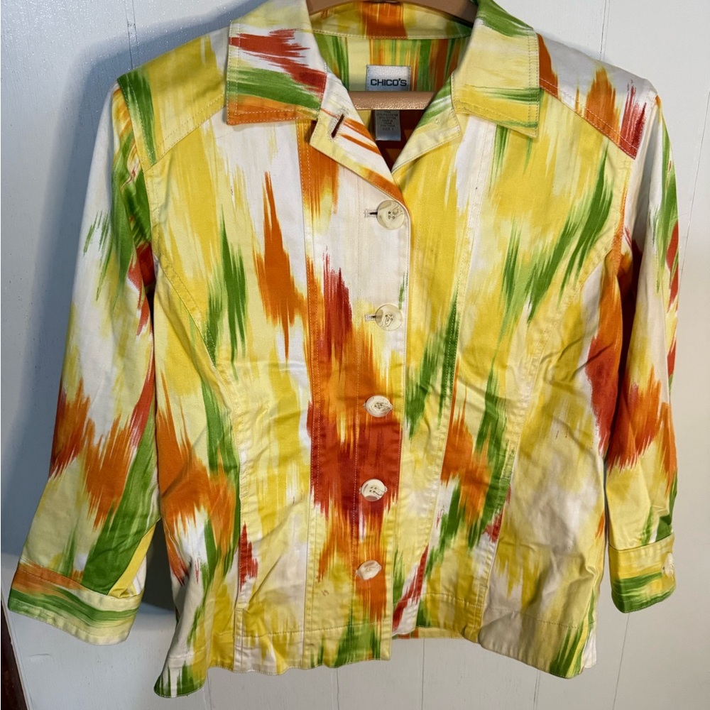 Chico's Multicolor Patterned Jacket